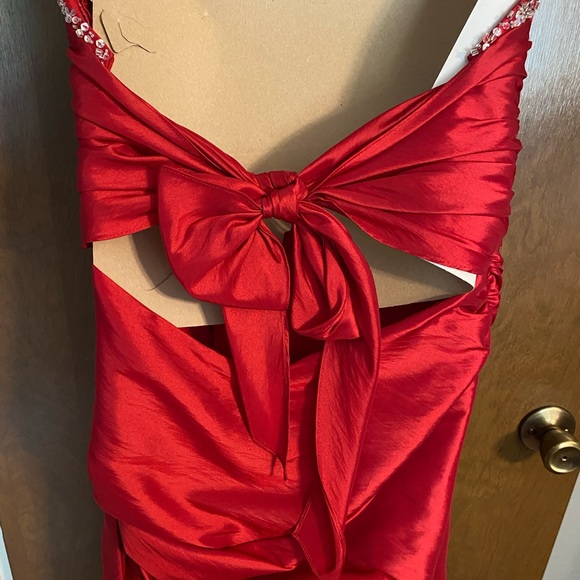 Maggie Sottero Beaded Red Halter Prom Gown - Picture 4 of 5